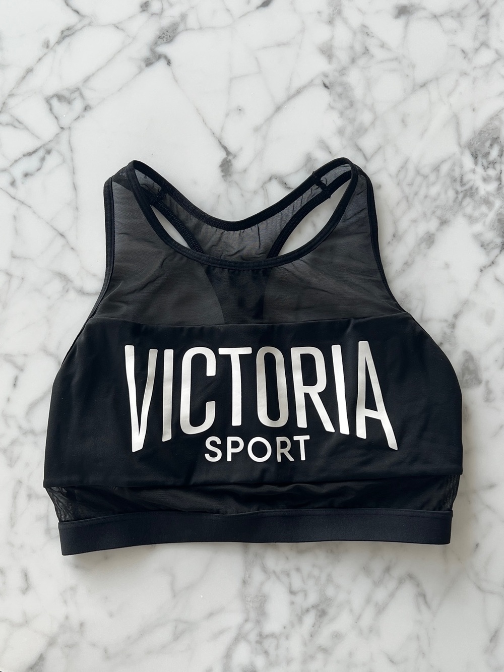 Victoria's Secret Black Mesh High-Neck Sport Top